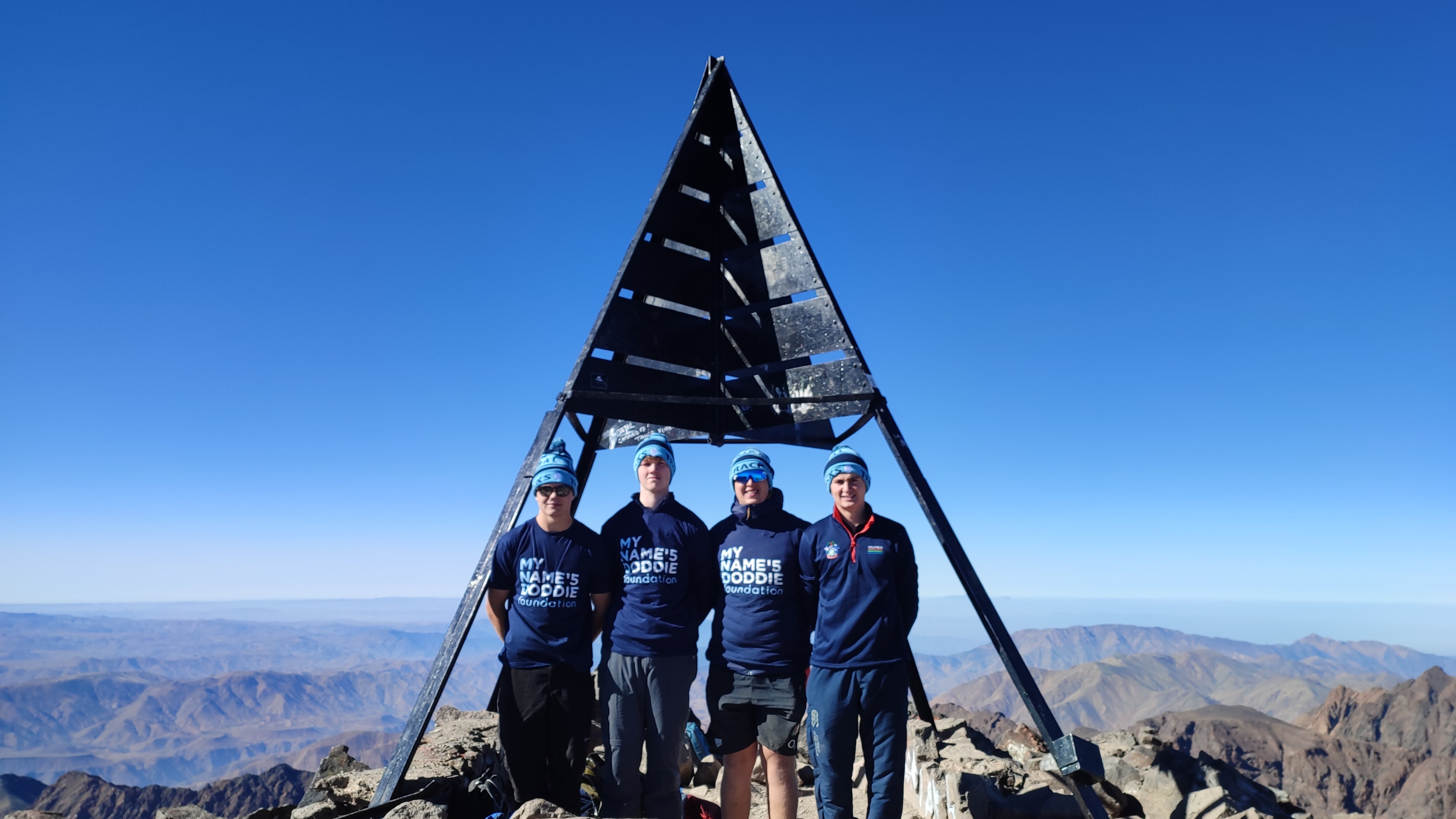 hiking group at the top of toubkal